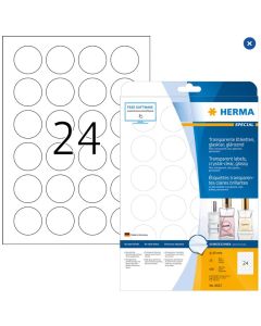 Étiquettes adhésives - Transparente - diamètre 40 mm HERMA 8023 Signaletique