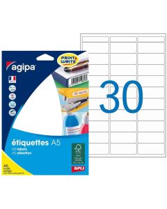 AGIPA 114016 Étiquettes adhésives 19 x 38 mm - Blanc