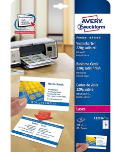 Cartes de Visite blanches Quick et Clean - 220 g - 85 x 54 mm : AVERY Lot de 250 Visuel