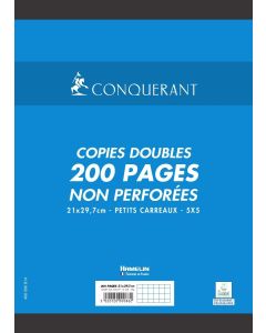 Lot de 200 pages - Copies doubles non-perforées Petits carreaux - 210 x 297 mm : CONQUERANT SEPT Visuel