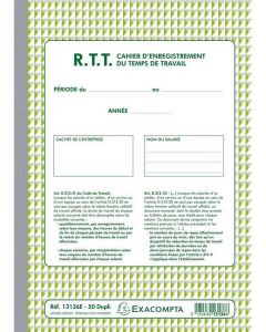 Cahier d'enregistrement du Temps de Travail - RTT Exacompta 13136E
