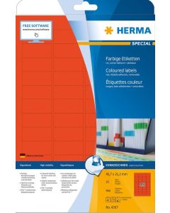 4367 HERMA  Étiquettes adhésives - Multi-usages - 45,7 x 21,2 mm. - Rouge