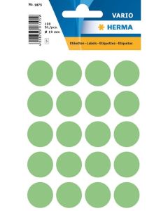 HERMA 1875 : Lot de 100 étiquettes adhésives rondes - 19,0 mm - Vert