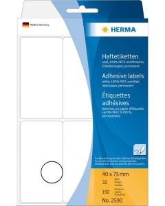 HERMA : Lot de 192 étiquettes adhésives - 40,0 x 75,0 mm - Blanc