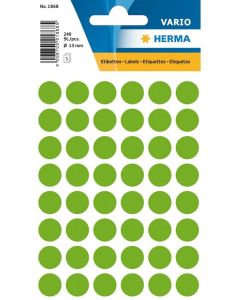 HERMA 1868 : Lot de 240 étiquettes adhésives rondes - 13 ,0 mm - Vert fluo