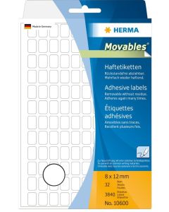 HERMA 10600 étiquettes adhésives amovibles  - 12 x 8 mm - Blanc
