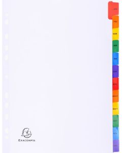 Photo Jeu de 12 Intercalaires mensuels avec touches couleurs - Janvier à décembre - 225 x 297 mm EXACOMPTA Image