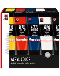 Photo Lot de 5 tubes de peinture acrylique - Assortiment MARABU AcrylColor