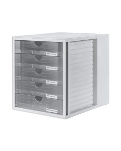 Photo Module de classement - 5 tiroirs - Gris Clair / Gris Translucide : HAN 1450-63