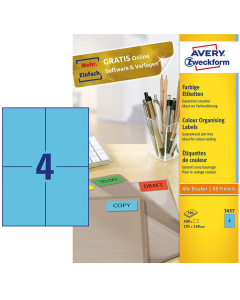 Photo Étiquettes autocollantes Bleues 105 x 148 mm AVERY 3457