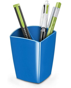 Photo Pot à Crayons 2 compartiments - Bleu océan : CEP GLOSS 530G