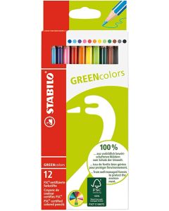 Photo 6019/2-121 STABILO : Étui de 12 crayons de couleurs hexagonal GREENcolors - Assortiment