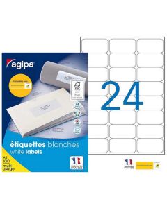 Étiquettes adhésives blanches 63,5 x 33,9 mm AGIPA