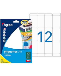 Étiquettes adhésives - 56 x 34 mm - Blanc : AGIPA Lot de 192 