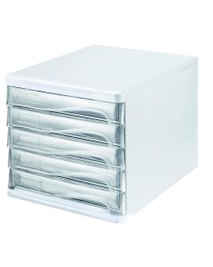 Photo Bloc de rangement - 5 tiroirs - Blanc/Transparent : HELIT H6129402