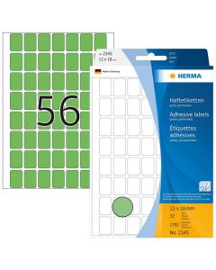 Photo HERMA 2345 : Lot de 1792 étiquettes - 12,0 x 18,0 mm - Vert