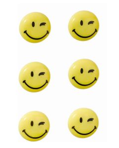 Photo Lot de 6 Aimants SMILEY 30 mm - Jaune et Noir : FRANKEN