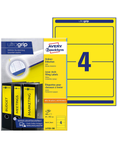 Photo Etiquettes Dos de classeur 61 x 192 mm Jaune AVERY Lot de 400