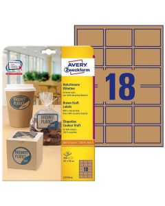 Photo Étiquettes rectangulaires - 62 x 42 mm - Kraft AVERY 