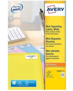 Mini-étiquettes - 22 x 12,7 mm - Blanc AVERY L7653