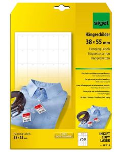 Photo Lot de 750 Étiquettes à trous pour l'affichage de prix - 38 x 55 mm SIGEL LP716 modèle