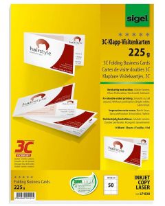 Photo SIGEL LP838 : Lot de 50 cartes de visite doubles 3C extra blanches - 225 g