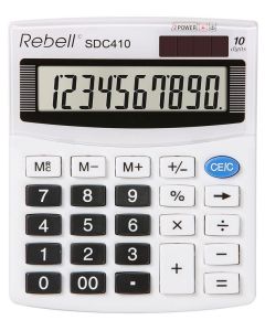 Photo Calculatrice compacte de bureau solaire - 10 chiffres - Blanc REBELL SDC 410