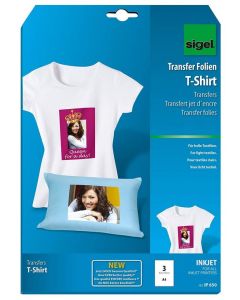 Photo SIGEL IP650 : Lot de 3 films transfert T-shirts - Textiles clairs