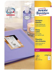 Visuel Étiquettes brillantes - 99,1 x 67,7 mm - Jet d'encre - Blanc AVERY